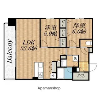 スプランディッド本町東DUE【17階】の間取り