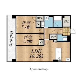 スプランディッド本町東DUE【19階】の間取り