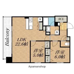 スプランディッド本町東DUE【19階】の間取り
