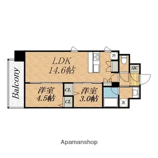 スプランディッド本町グラン【10階】の間取り