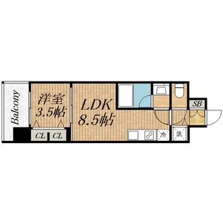 スプランディッド本町グラン【8階】の間取り