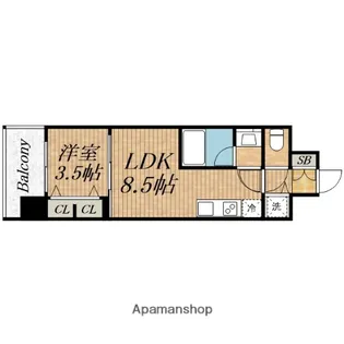 スプランディッド本町グラン【7階】の間取り