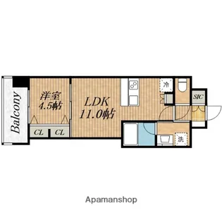 スプランディッド本町グラン【10階】の間取り