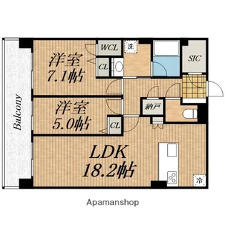 スプランディッド本町東DUE【18階】の間取り