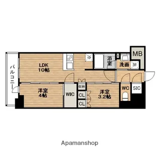 コンフォリア・リヴ博労町一丁目Q【3階】の間取り