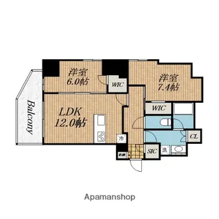 NOIRE北堀江【3階】の間取り