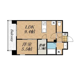 パークス堺筋本町【9階】の間取り