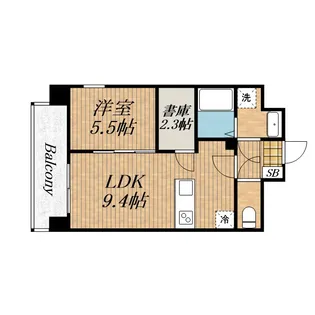パークス堺筋本町【9階】の間取り
