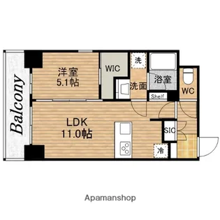 JP noie 上町台龍造寺【5階】の間取り
