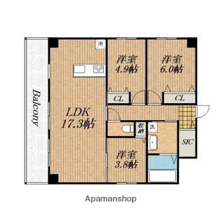 ParkHills安堂寺町【10階】の間取り