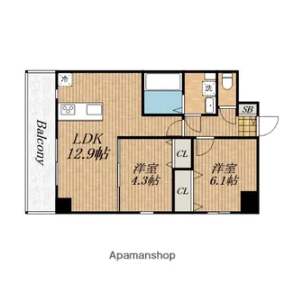 ParkHills安堂寺町【6階】の間取り