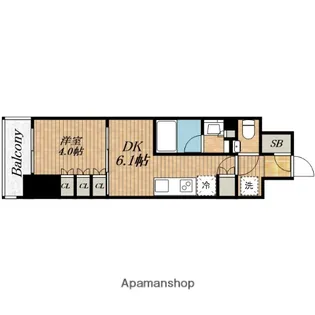 ザ・パークハビオ谷町六丁目クロス【4階】の間取り
