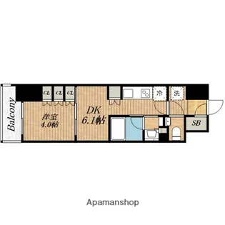 ザ・パークハビオ谷町六丁目クロス【5階】の間取り