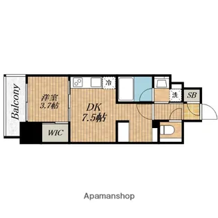 ザ・パークハビオ谷町六丁目クロス【14階】の間取り