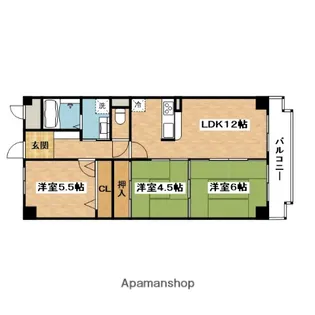 チュリス千里【6階】の間取り
