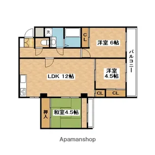 ロワール朝日が丘【3階】の間取り