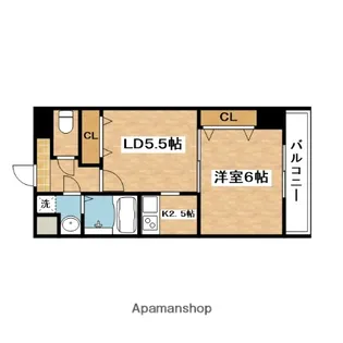 1LDKの間取り画像