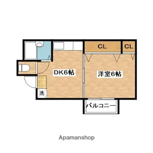 1DKの間取り画像