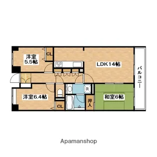 吹田野村ハイツアネックス【7階】の間取り