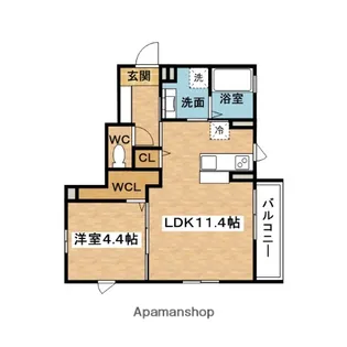 スタティオ Ⅱ B【1階】の間取り