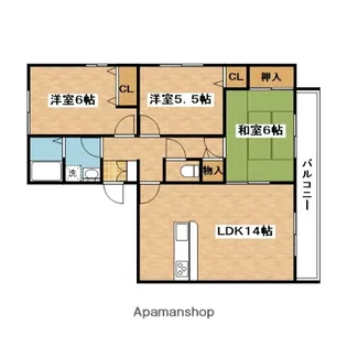 グリーンヴィラ千里 B棟【3階】の間取り