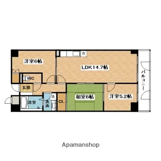 大阪府吹田市佐井寺南が丘【マンション】の間取り