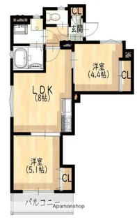 クリエオーレ岸辺【3階】の間取り
