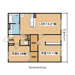 セジュール・ド・ソレイユⅡ A棟【2階】の間取り