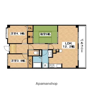 グランベール桃山台【4階】の間取り