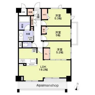 アンビエラ桃山台【3階】の間取り