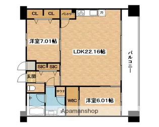 プレジオ東三国【8階】の間取り