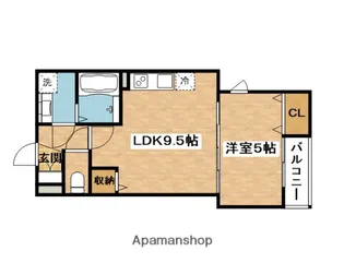 1LDKの間取り画像