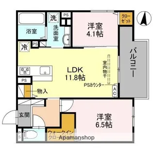 めぞん西田中【3階】の間取り