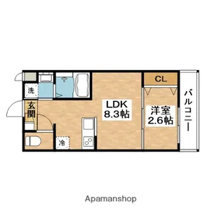 リアコート千里丘Ⅰ NORTH【1階】の間取り
