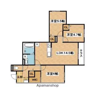 ハイテラス千里山【1階】の間取り