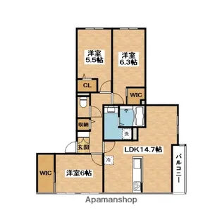 ハイテラス千里山【2階】の間取り