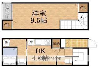 大阪府大阪市城東区今福西4丁目【テラスハウス】の間取り