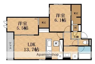 スペチアーレ中宮【1階】の間取り