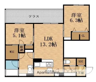 シャーメゾン玉津【1階】の間取り