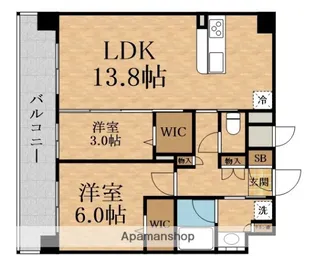 プレサンス東淀川駅前プロ—シェ【15階】の間取り