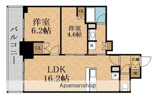 ジオタワー大阪十三【20階】の間取り