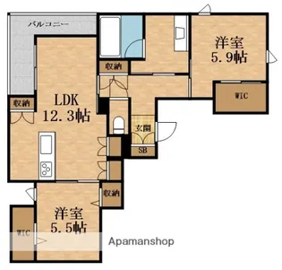 内代レジデンスサウス【4階】の間取り