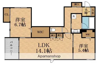 内代レジデンスサウス【1階】の間取り