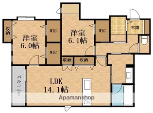内代レジデンスサウス【3階】の間取り