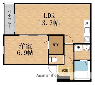 フジパレス寺方【1階】の間取り