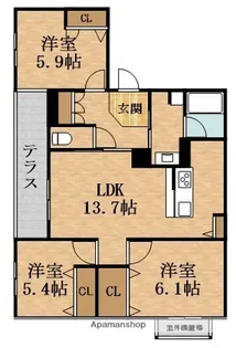 シャーメゾン ル リアン【2階】の間取り