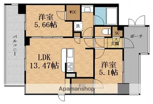 F−CREST SHIN−OSAKA【5階】の間取り