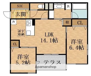 クラシスト瑞光【1階】の間取り