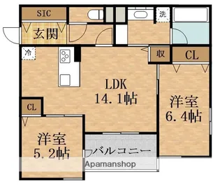 クラシスト瑞光【2階】の間取り