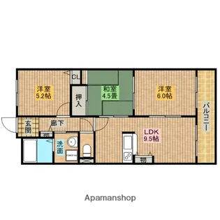 ギャラクシーウィル中百舌鳥【907号室】の間取り
